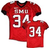 SMU Mustangs Red #34 Game Worn Football Jersey (L)