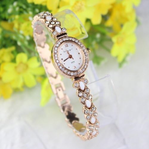Women Luxury Dress Watch White Oval Crystal Rose Gold Ceramic Fashion Bracelet Watches Analog Quartz