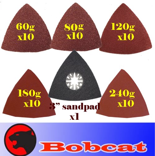 51 Pcs Triangular Sanding Kit Sanding Pad w/ Velcro Oscillating Multi Tool Saw Blades Sand for Fein Multimaster Bosch Multi-x Craftsman Nextec Dremel Multi-max Ridgid Dremel Makita Chicago