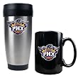 Phoenix Suns NBA Stainless Steel Travel Tumbler & Black Ceramic Mug Set - Primary Logo