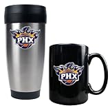 Phoenix Suns NBA Stainless Steel Travel Tumbler & Black Ceramic Mug Set - Primary Logo