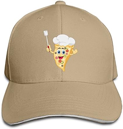 Funny Cartoon Pizza Chef Natural Unisex Sandwich Snapback Cap Adjustable