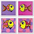 Fish Set by Romero Britto 7.5"x7.5" Art Print Poster