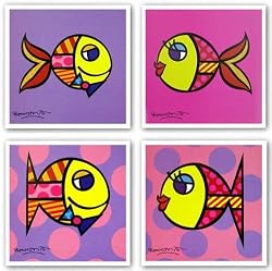 Fish Set by Romero Britto 7.5"x7.5" Art Print Poster