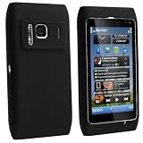 Black Silicone Case Cover+Screen Protector For Nokia N8