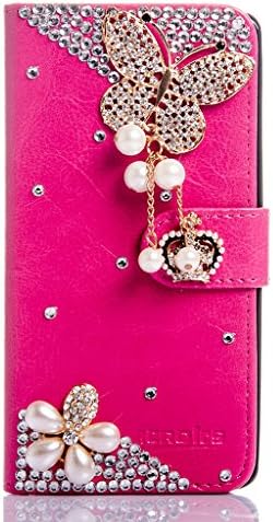 Nokia Lumia 630/635 Case, Everun Folio Style Handmade Case With Bling Crystal Jewel Diamond Synthetic Leather Wallet Case With Stand Function and 3 Credit Card Slots for Nokia Lumia 630/635