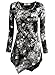 DJT Womens Tie Dyed Hankerchief Hemline Tunic Top Medium #17 Black Floral