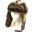 Faux Fur Argyle Plaid Trooper Trapper Ski Hat Deep Purple Yellow with Multiple Colors