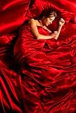 Passion Faux Silk Red 6 piece Satin Duvet Cover Set Double Bed