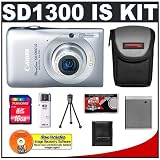 Cheap Canon PowerShot SD1300 IS Digital ELPH Camera (Silver) + 16GB Card + Case + NB-6L Battery + Accessory Kit