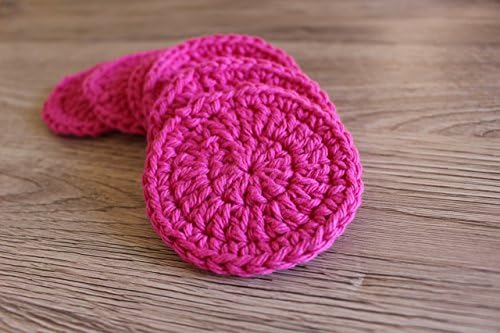 Crochet cotton facial scrubbie, face scrub, face spa, make up remover in hot pink