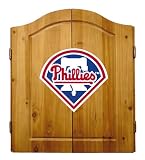 Imperial Philadelphia Phillies Licensed Solid Pine Cabinet and Bristle Dartboard Set