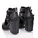 Round Toe Dual Buckle Side Cut Out Block Stacked Heel Ankle Bootie