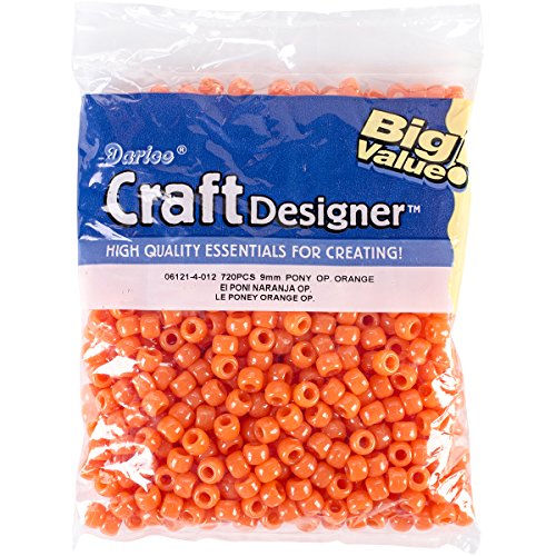 Darice Pony Beads, 6 by 9mm, Orange