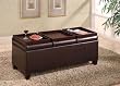 Coaster Storage Ottoman Coffee Table with Trays, Brown Vinyl