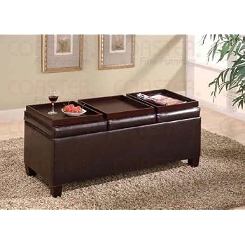Set A Shopping Price Drop Alert For Coaster Storage Ottoman Coffee Table with Trays, Brown Vinyl