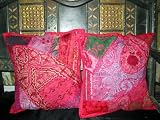 Review mogulinterior.com  / 2 Pink Gujrati Embroidered Sari Toss Pillow Cushion Covers