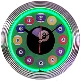 Billiard Ball Green Neon Clock