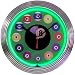 Billiards Chrome Finished Neon Clock (green) (15H x 15W x 3D)