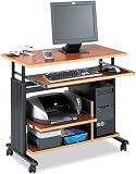 Safco 1927CY 33" Wide Adj Height Mini-Tower Workstation, 19-3/4d x 33h, Cherry PVC Top