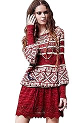 Geometric Print Acrylic/Knit Mini Dress 