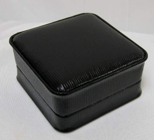 Textured Leatherette Jewelry Black Bangle / Watch Box