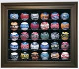 Ultimate 30 Ball Black Cabinet Style Display Case with Engraved MLB Team Logo