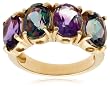 10k Yellow Gold Mystic Topaz and Amethyst 4-Stone Ring