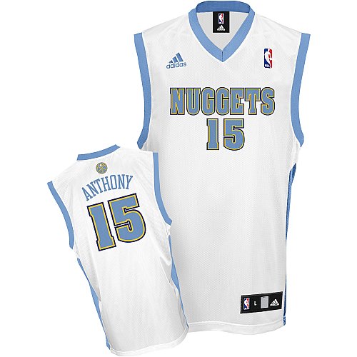 Carmelo Anthony Jersey: adidas White Replica #15 Denver Nuggets Jersey