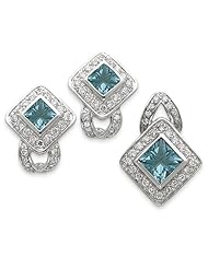 Sterling Silver Light Blue CZ Pendant & Earrings Set