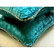 Royal Peacock Green Shimmer - Decorative Pillow Covers - Velvet Pillow Cover with Handmade Beaded Border