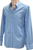 Ex Store Mens Cotton Long Sleeve Shirt Blue with Stripes 5423