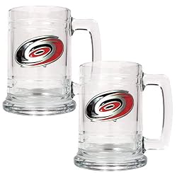 Carolina Hurricanes NHL 2pc 15oz Glass Tankard Set- Primary Logo by Great American Products