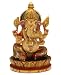 Gold Painted Hand Carved Wooden Ganesh Statue