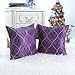 CaliTime Pack of 2 Cushion Covers Throw Pillow Cases Shells for Home Sofa Couch Modern Waves Lines Embroidered 18 X 18 Inches Purple