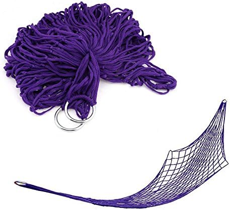 DOUBLETOP ®Bold outdoor indoor cotton hammock Single canvas hammock swing nylon rope mesh Bold net hamaca hamaca outdoor furniture (Blue)