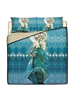 Tele d'autore by MANIFATTURE COTONIERE Juego De Funda Nórdica Mucha-La Luna (Turquesa)