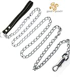Premium 6' Chain Heavy Duty Leash BLACK Leather-like Strong Handle Lead for Large & Medium Size Dogs and Pets by GoodPooch