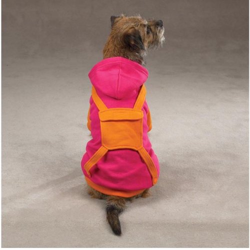Dog Apparel - Casual Canine Backpack Hoodie For Dogs - Orange/Pink - XX-Small