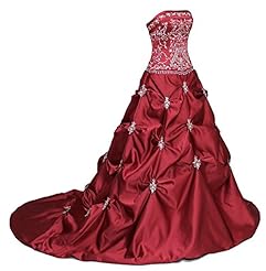 Strapless Satin Beaded Lace-Up Wedding Dress 