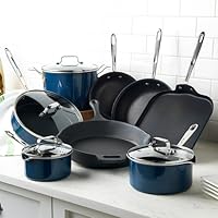 Emeril by All-Clad E922SD73 Hard Enamel 13-Piece Cookware Set, Blue