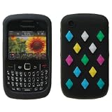 BRAND NEW BLACK BLACKBERRY CURVE LOZENGE SILICONE CASE COVER FOR THE 8520 WIT...