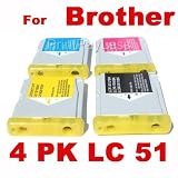 High Yield 4 PK Brother LC51 Compatible Ink Cartridges PrintPayLess Brand for Brother Copy Machine: DCP 130C, DCP 330C, DCP 350C, DCP 540CN, DCP 560CN, DCP 750CW, DCP 750CN, DCP 770CW. 51UVPI2Qc0L. SL160 High Yield 4 PK Brother LC51 Compatible Ink Cartridges PrintPayLess Brand for Brother Copy Machine: DCP 130C, DCP 330C, DCP 350C, DCP 540CN, DCP 560CN, DCP 750CW, DCP 750CN, DCP 770CW.