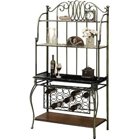 Hillside Wine Console With Hutch And Black Marble Shelf, BLACK MARBLE, SANDED BRONZE by Home Decorators Collection