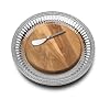Wilton Armetale Flutes and Pearls 13-1/2-Inch Round Serving Tray with Cheese Board and Spreader