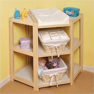 Badger Basket 02206/0005X Natural Diaper Corner Changing Table with Baskets
