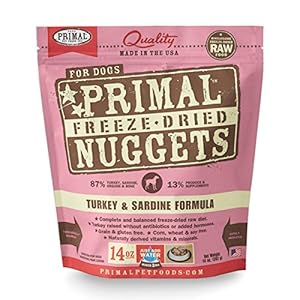Primal Pet Foods Freeze-Dried Canine Turkey/Sardine Formula 14 oz, FREE treat with purchase, a $9.99 value.