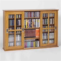 Leslie Dame MS-525 Triple Sliding Glass Door Mission Hanging Wall Storage Rack - Oak