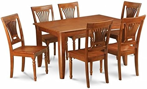 Wooden Imports Furniture PFPL5-SBR-W 5PC Parfait Square Table with 18Butterfly Leaf &amp; 4 Faux Leather upholstered Seat Chairs in Saddle Brown Finish