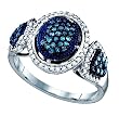 Beautiful White Gold 1/2 Ctw Blue Diamond Fashion Ring " Size 7 "